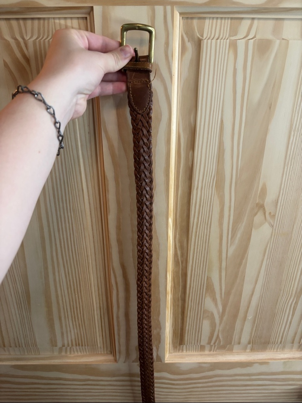 Vintage 90s Classic Braided Leather Belt - Brown